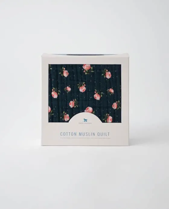 Little Unicorn - Muslin Blanket - Midnight Rose