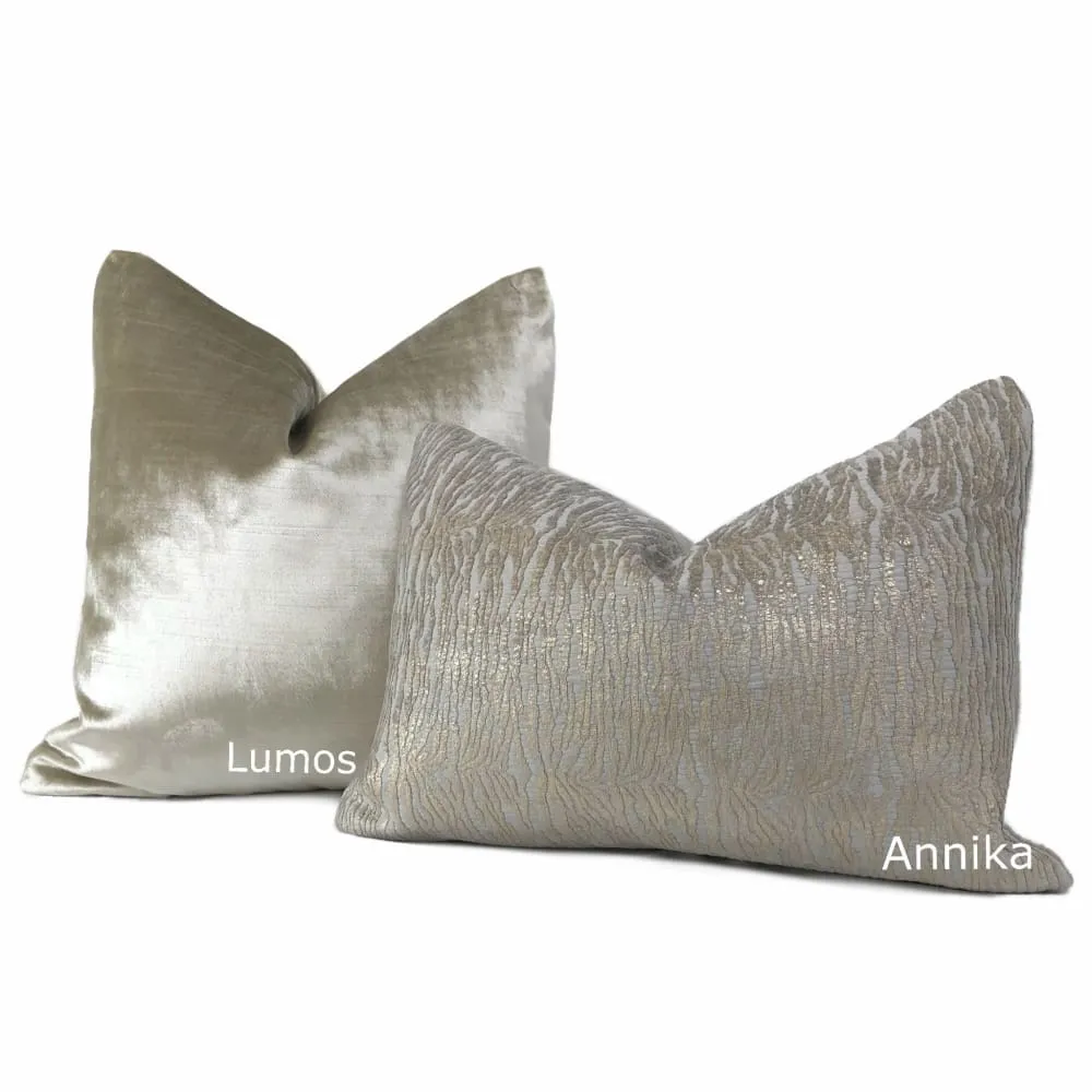 Lumos Oyster Light Cream Beige Velvet Pillow Cover