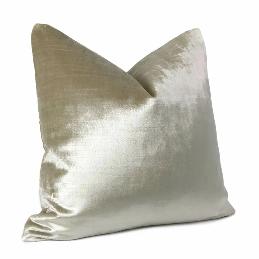 Lumos Oyster Light Cream Beige Velvet Pillow Cover