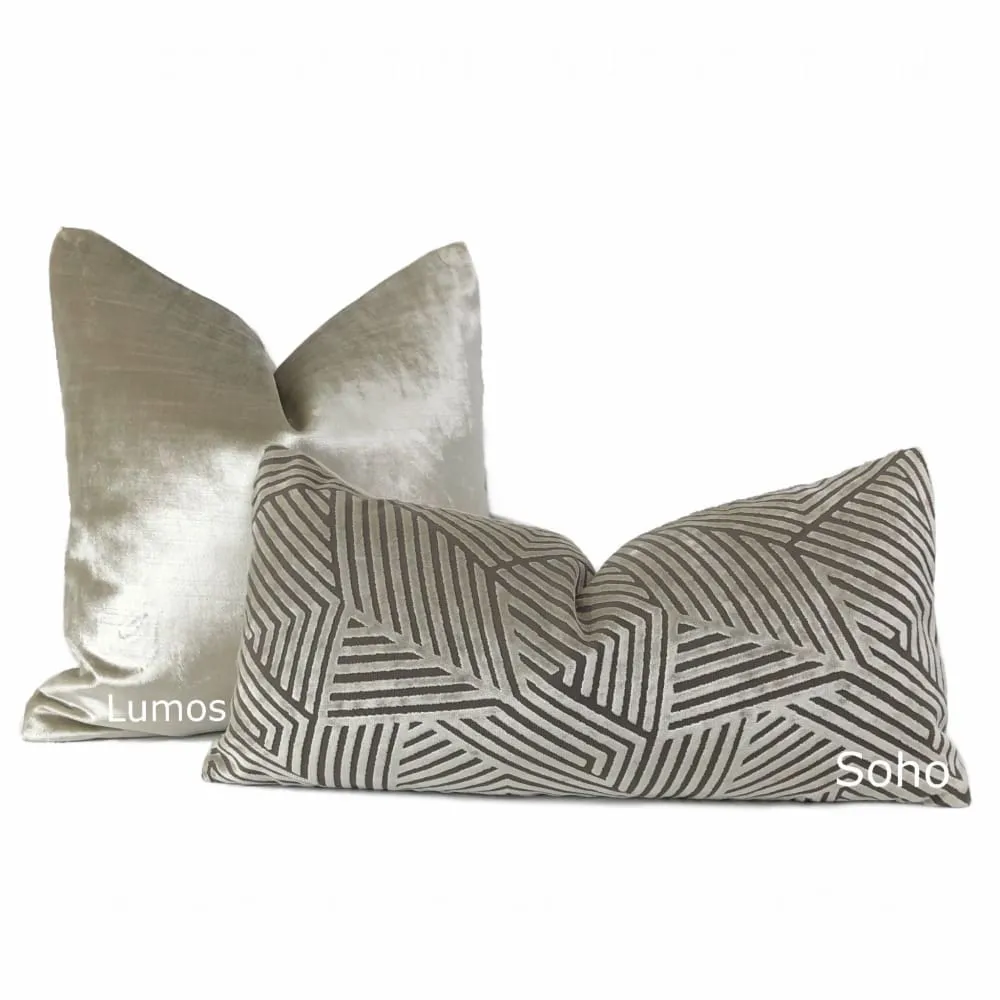 Lumos Oyster Light Cream Beige Velvet Pillow Cover