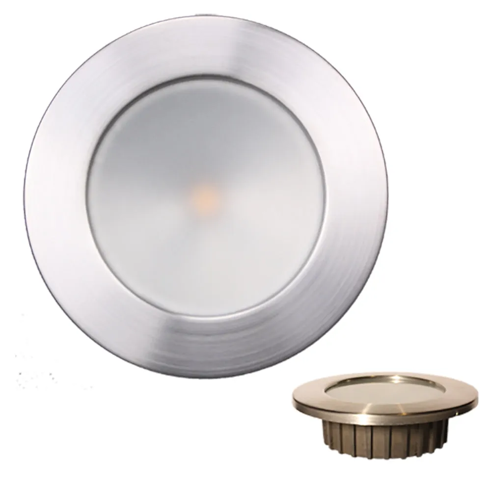 Lunasea *ZERO EMI* Recessed 3.5* LED Light - Warm White, Blue w/Brushed Stainless Steel Bezel - 12VDC