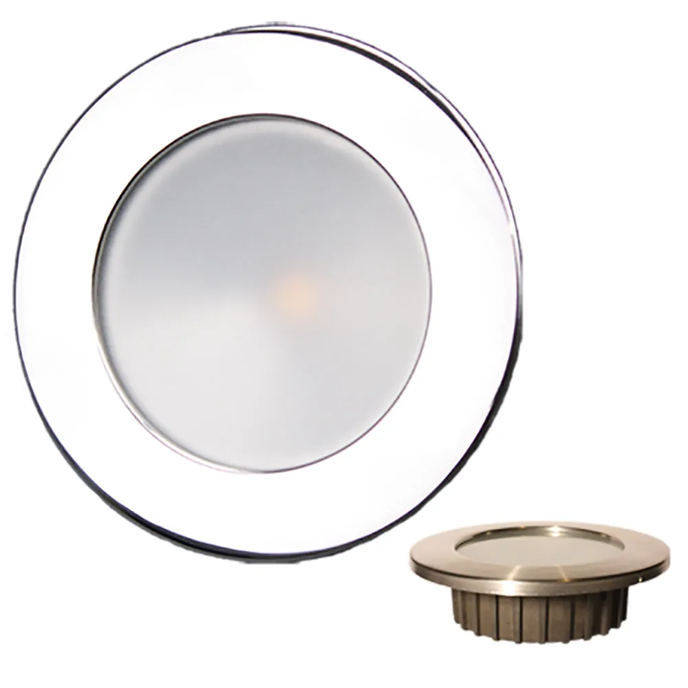 Lunasea *ZERO EMI* Recessed 3.5* LED Light - Warm White, Blue w/Polished Stainless Steel Bezel - 12VDC