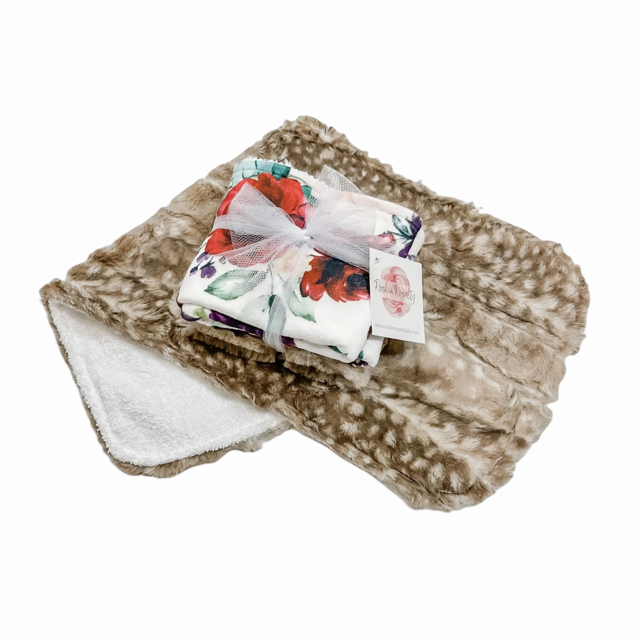 Lush Floral Fawn Burp Cloth Set