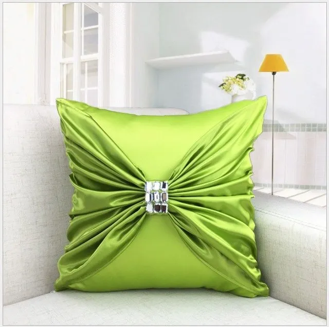 Luxury Imitated Silk Pillow Cover Diamond Bow Home Decor Cushion Cover