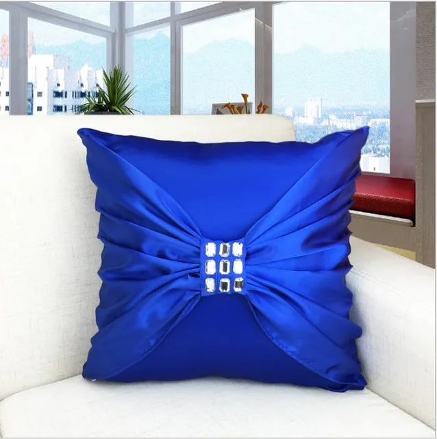 Luxury Imitated Silk Pillow Cover Diamond Bow Home Decor Cushion Cover