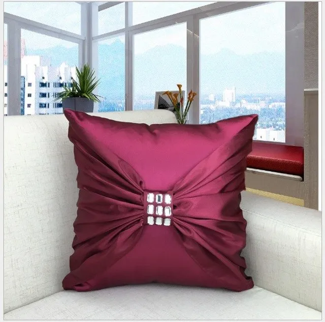 Luxury Imitated Silk Pillow Cover Diamond Bow Home Decor Cushion Cover