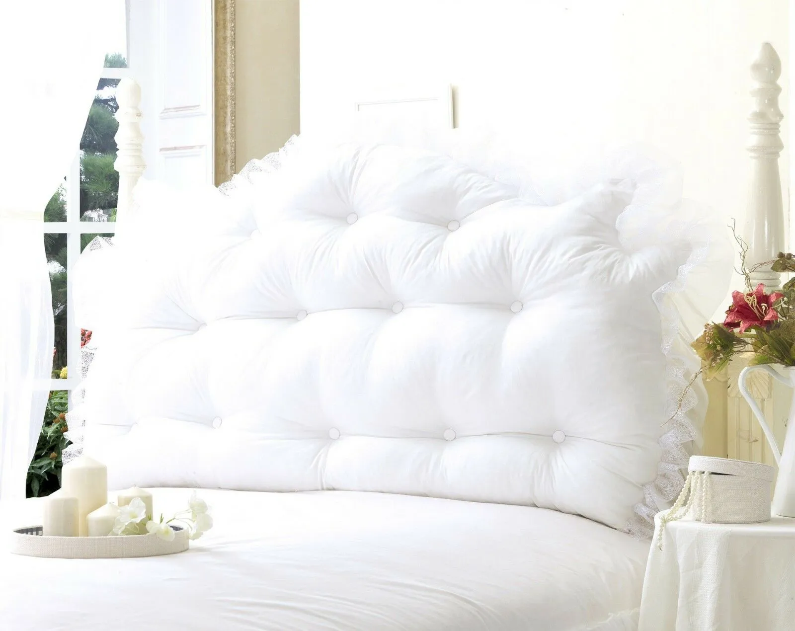 Luxury White Ruffle Lace Quilt Duvet Cover Bedding Set Full Queen King Bedding