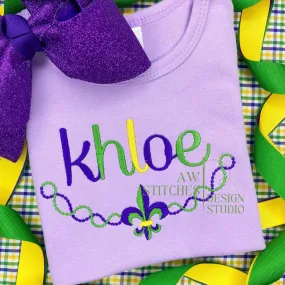 Mardi Gras Beads Monogram Frame