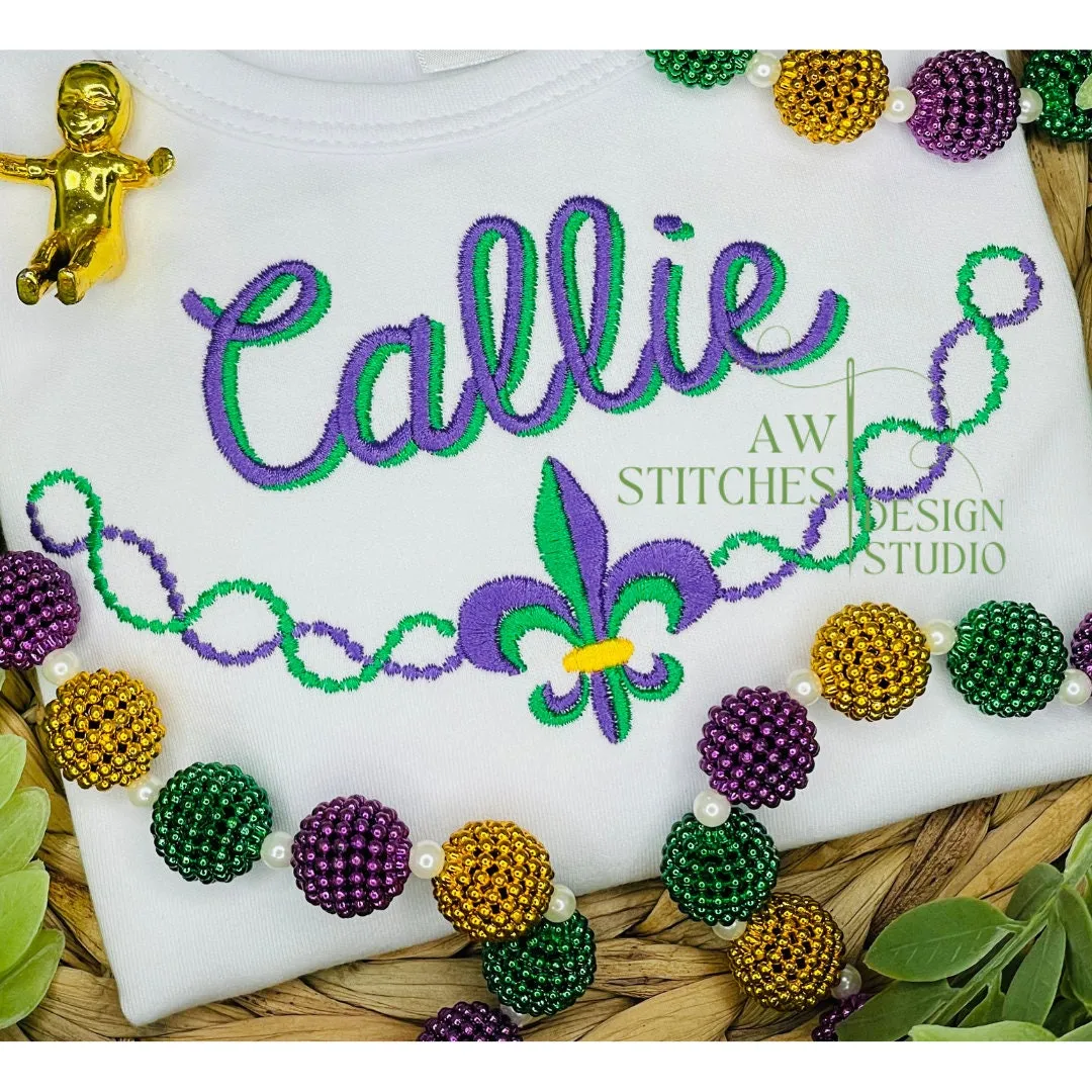 Mardi Gras Beads Monogram Frame