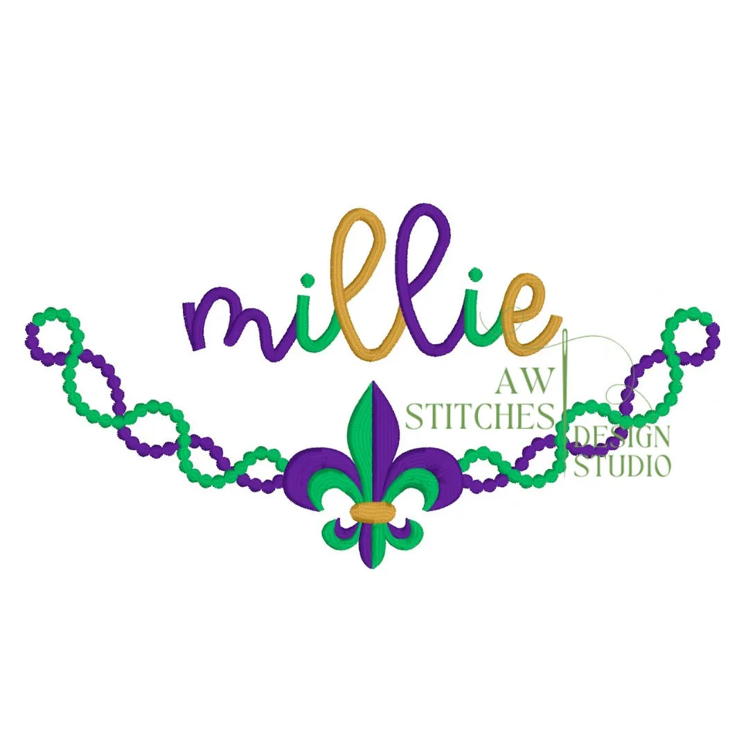 Mardi Gras Beads Monogram Frame