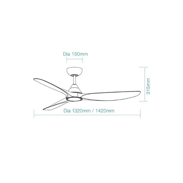 Martec Seaforth DC 1320mm Ceiling Fan with LED Light Matt White