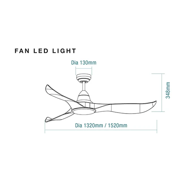 Martec Wave 52in 132cm DC Ceiling Fan with 18W LED CCT Light - White Satin