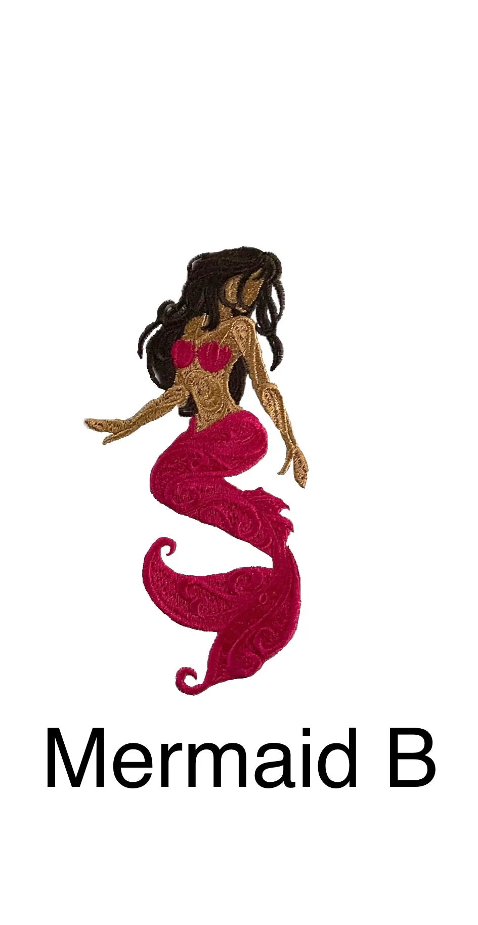 Mermaid Embroidered Bath Hand Towel. 3 Shades of Skin Color Available