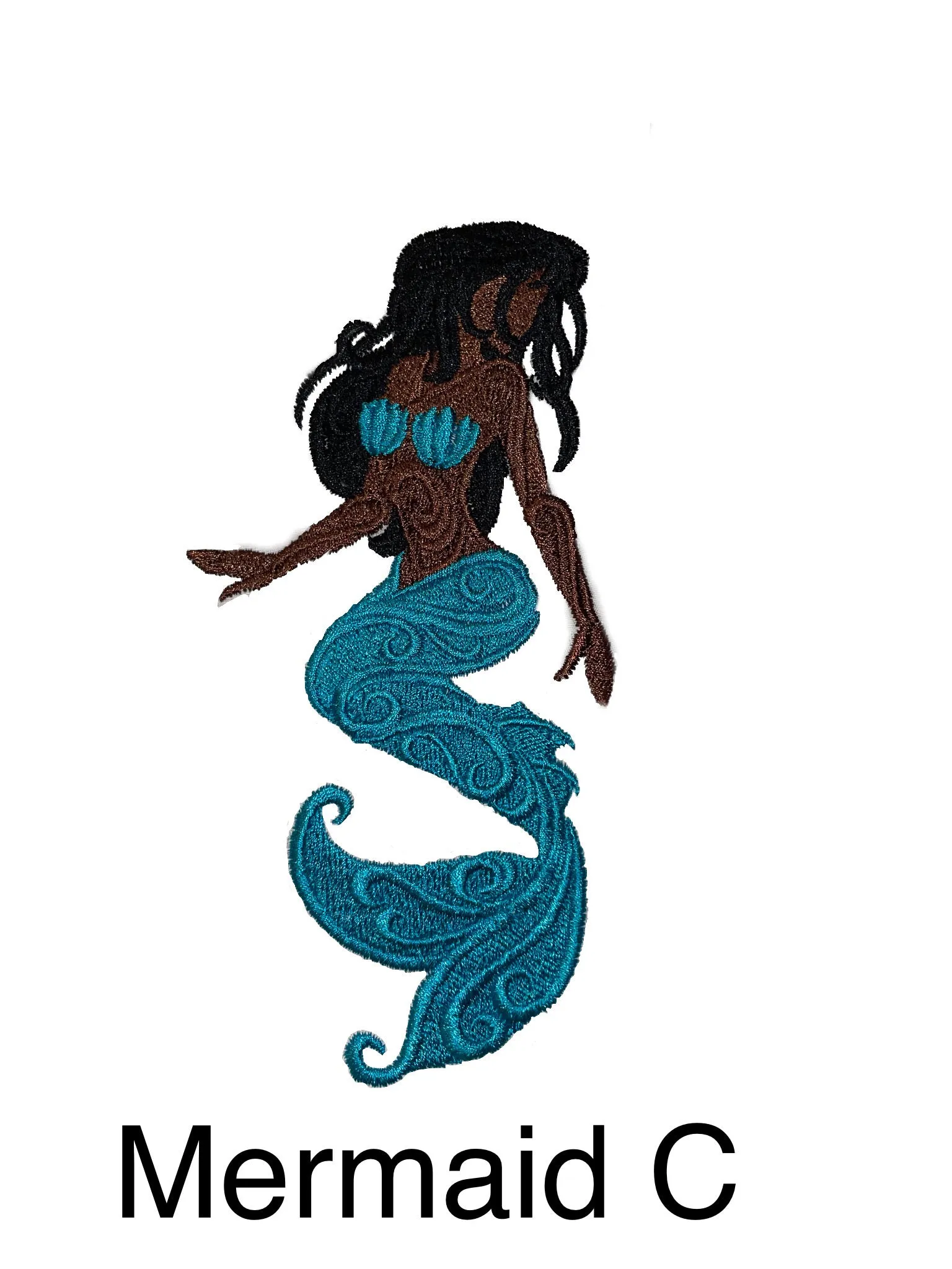 Mermaid Embroidered Bath Hand Towel. 3 Shades of Skin Color Available