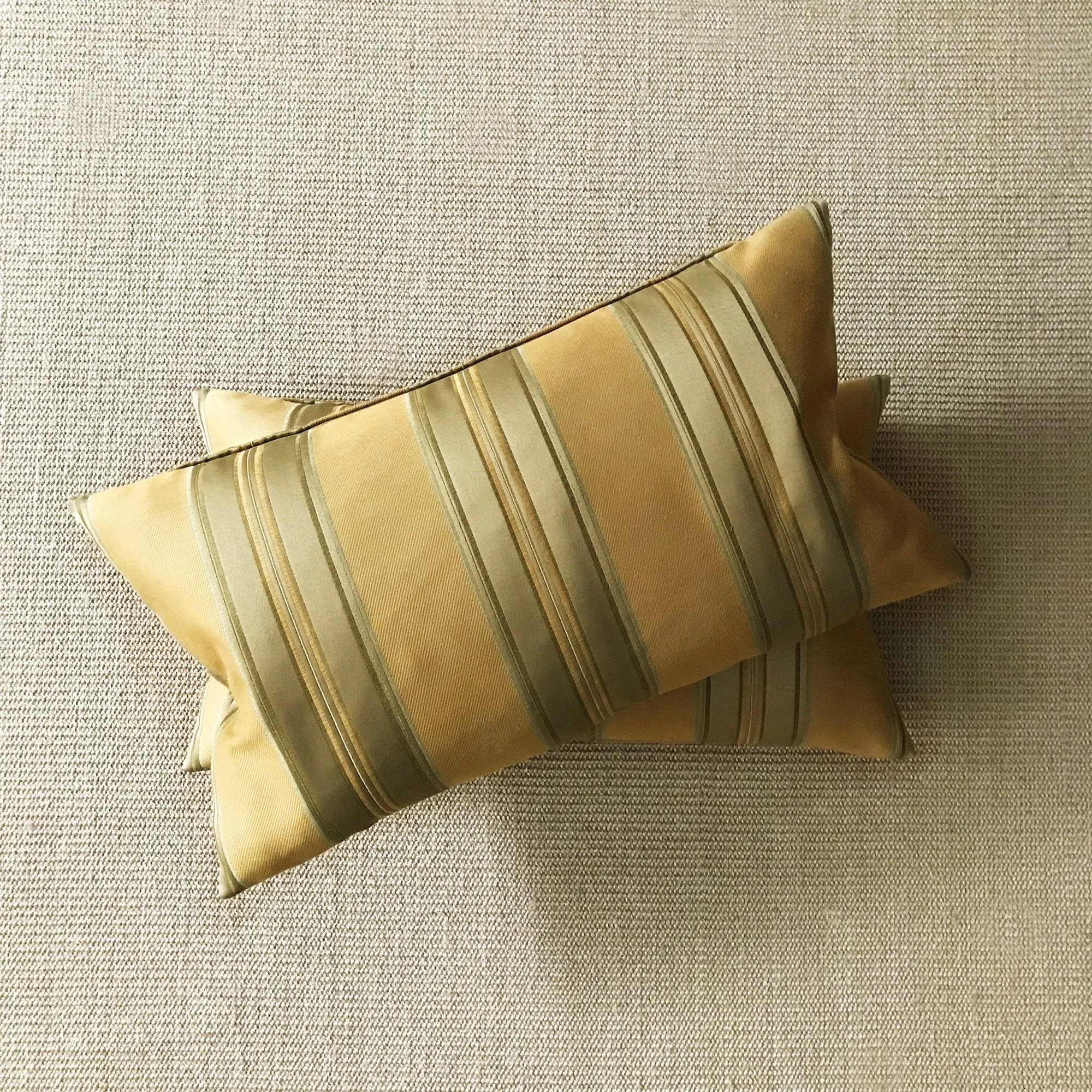 Metallic Rust Orange Woven Striped Decorative Pillow Cover