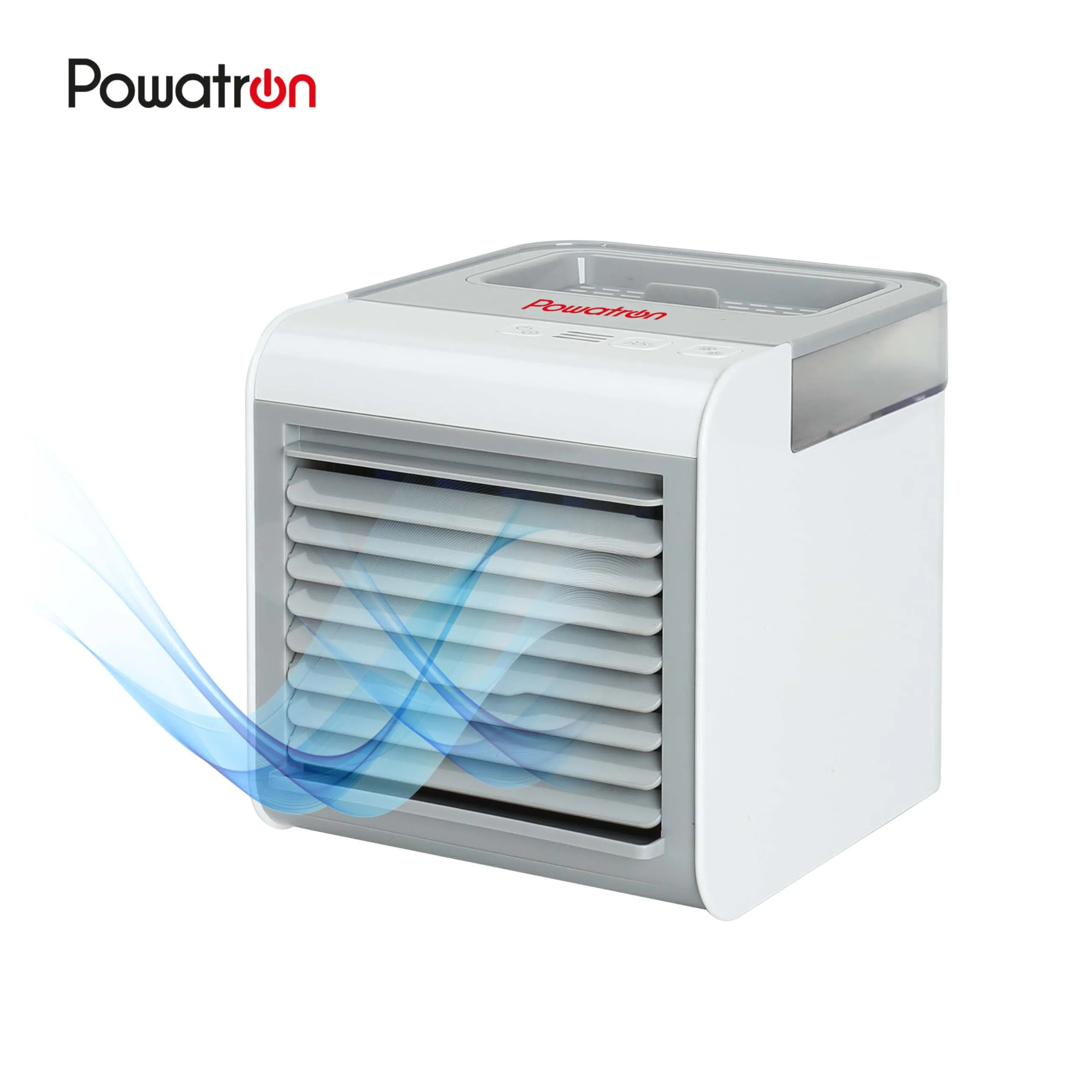 Mini Air Cooler Cools Humidifies 3 Speeds LED Lights 7 Colours White Grey 2077