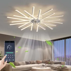 Modern 45In Ceiling Fan with LED Light and Remote Control