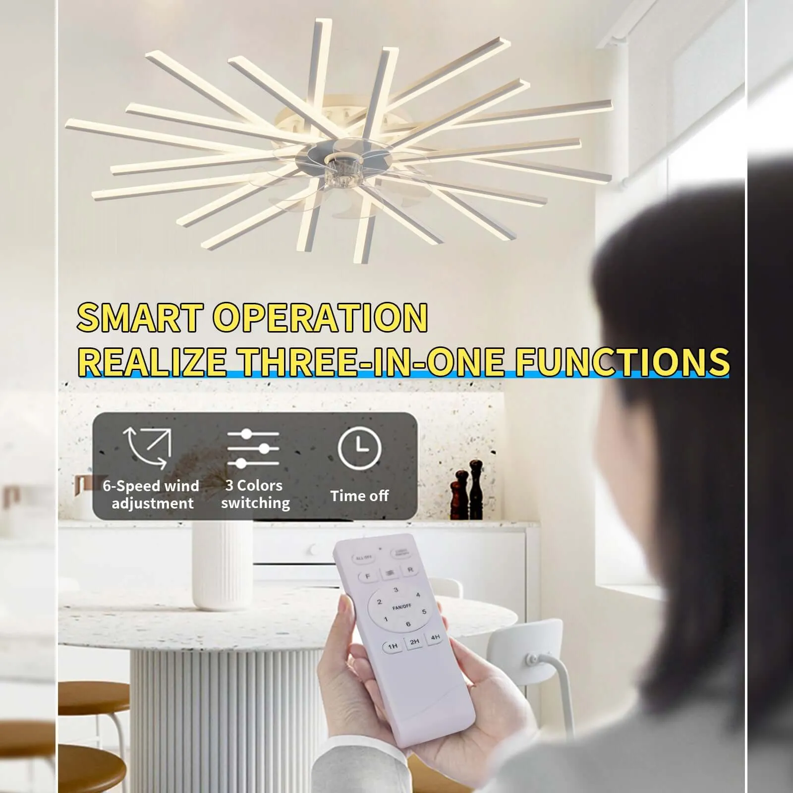 Modern 45In Ceiling Fan with LED Light and Remote Control