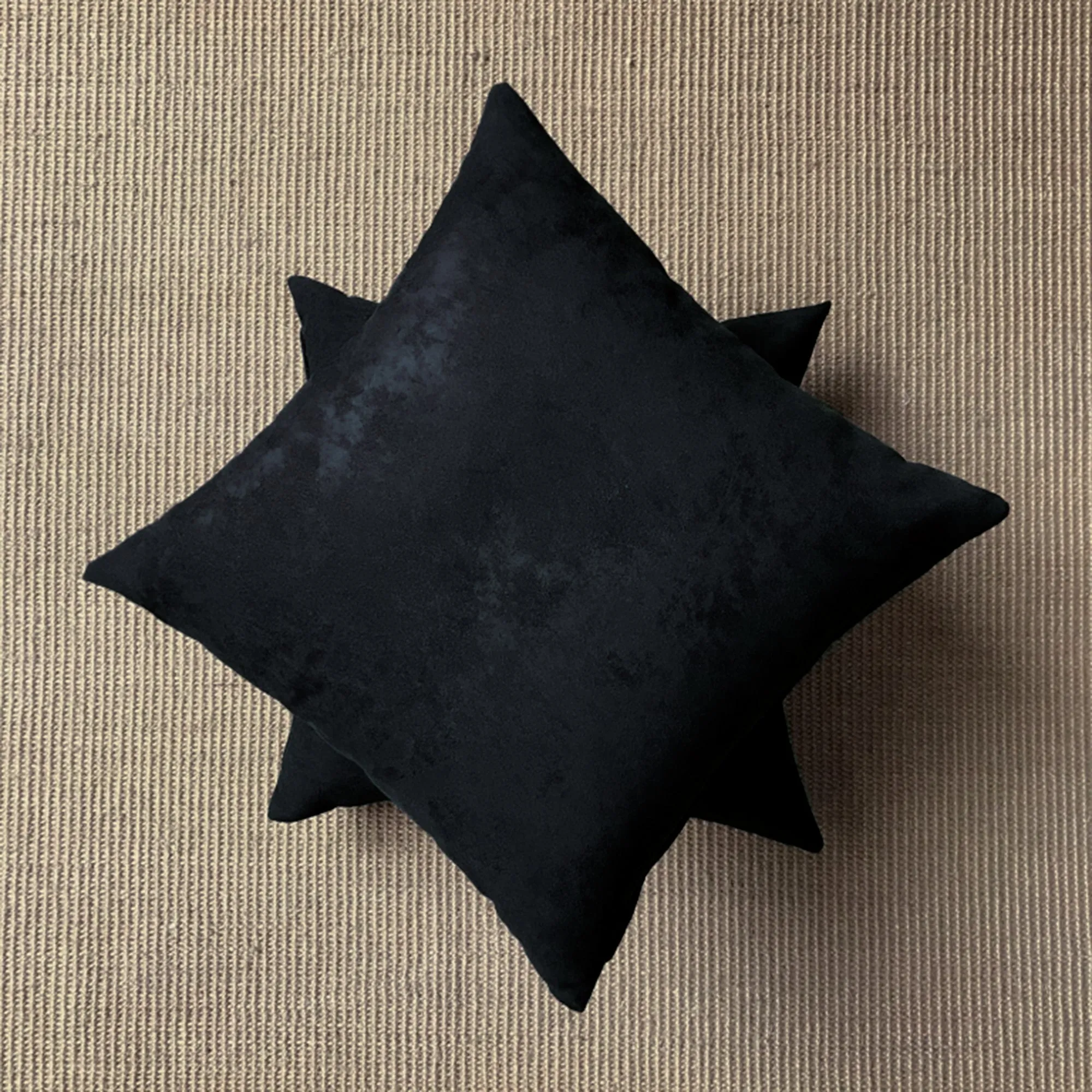 Modern Black Solid Suede Throw Pillow Cover 18x18