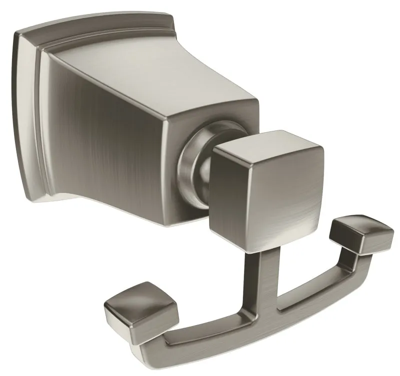 Moen Boardwalk Series Y3203BN Robe Hook, 2-Hook, Zamac, Brushed Nickel, Surface Mounting :CD: QUANTITY: 1