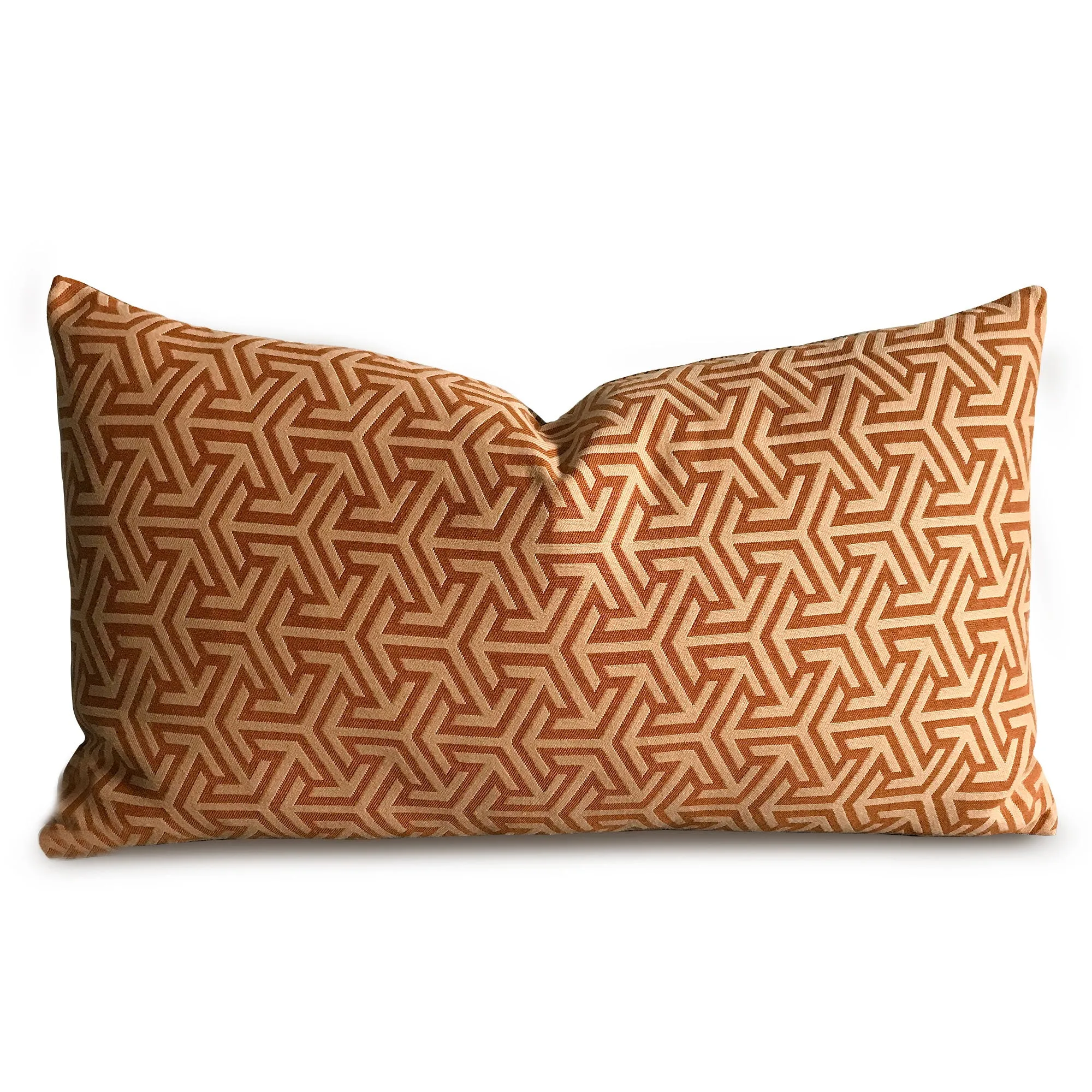 Mondrian Orange Rust Geometric Luxury Woven Pillow Cover 15x26