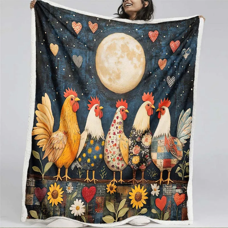 Moonlit Roosters Blanket  - H197 - Premium Blanket