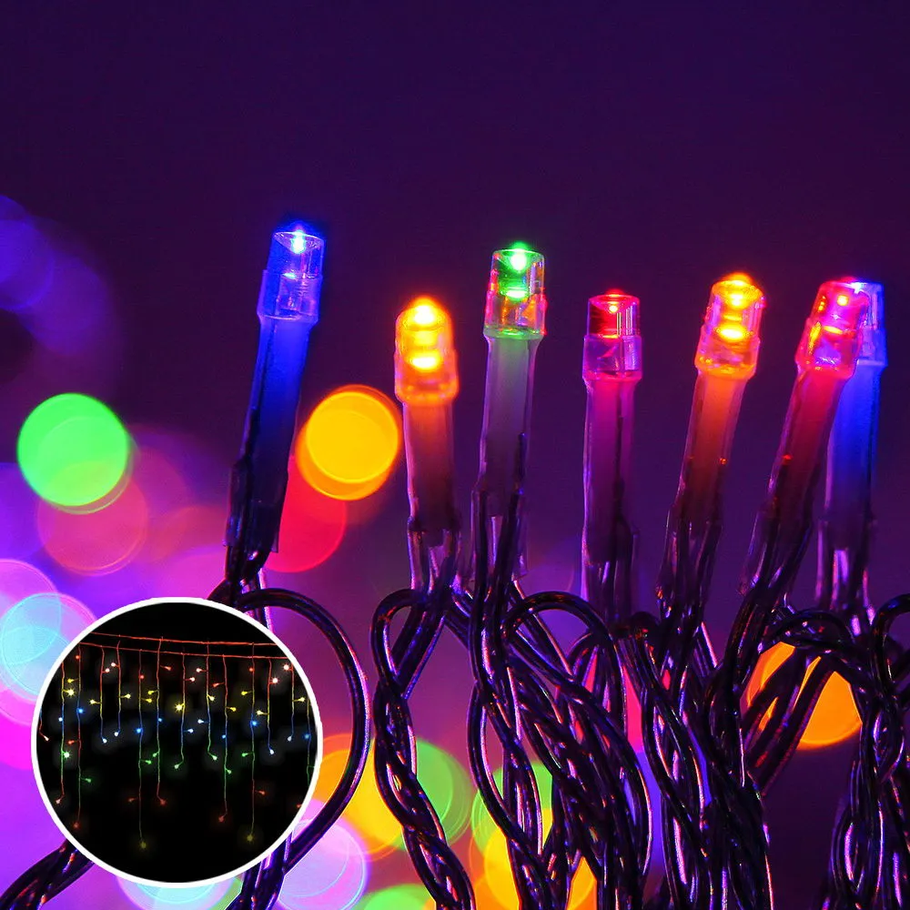 Multi-Coloured 800 LED Icicle Lights, 20M 8 Modes - Jingle Jollys