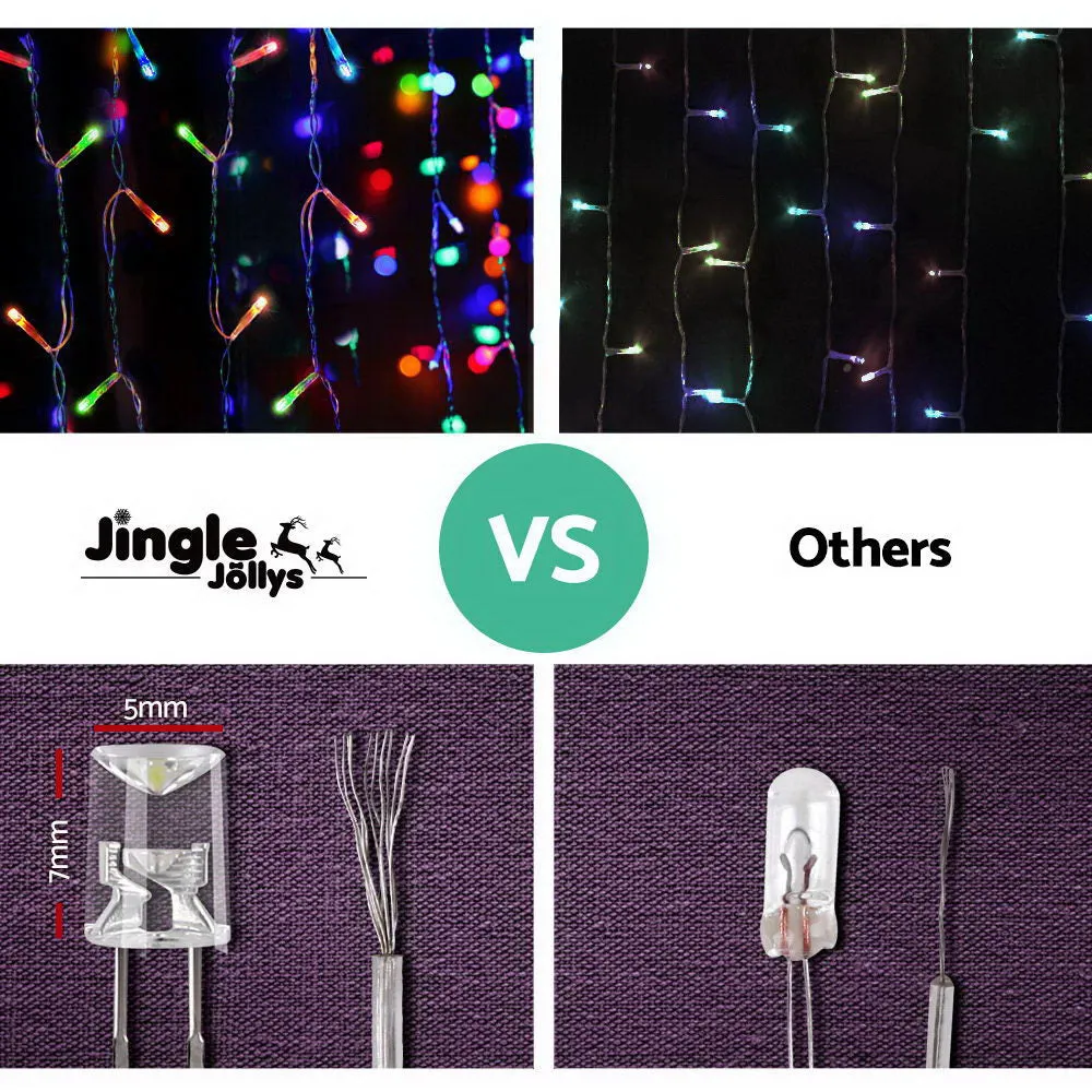 Multi-Coloured 800 LED Icicle Lights, 20M 8 Modes - Jingle Jollys