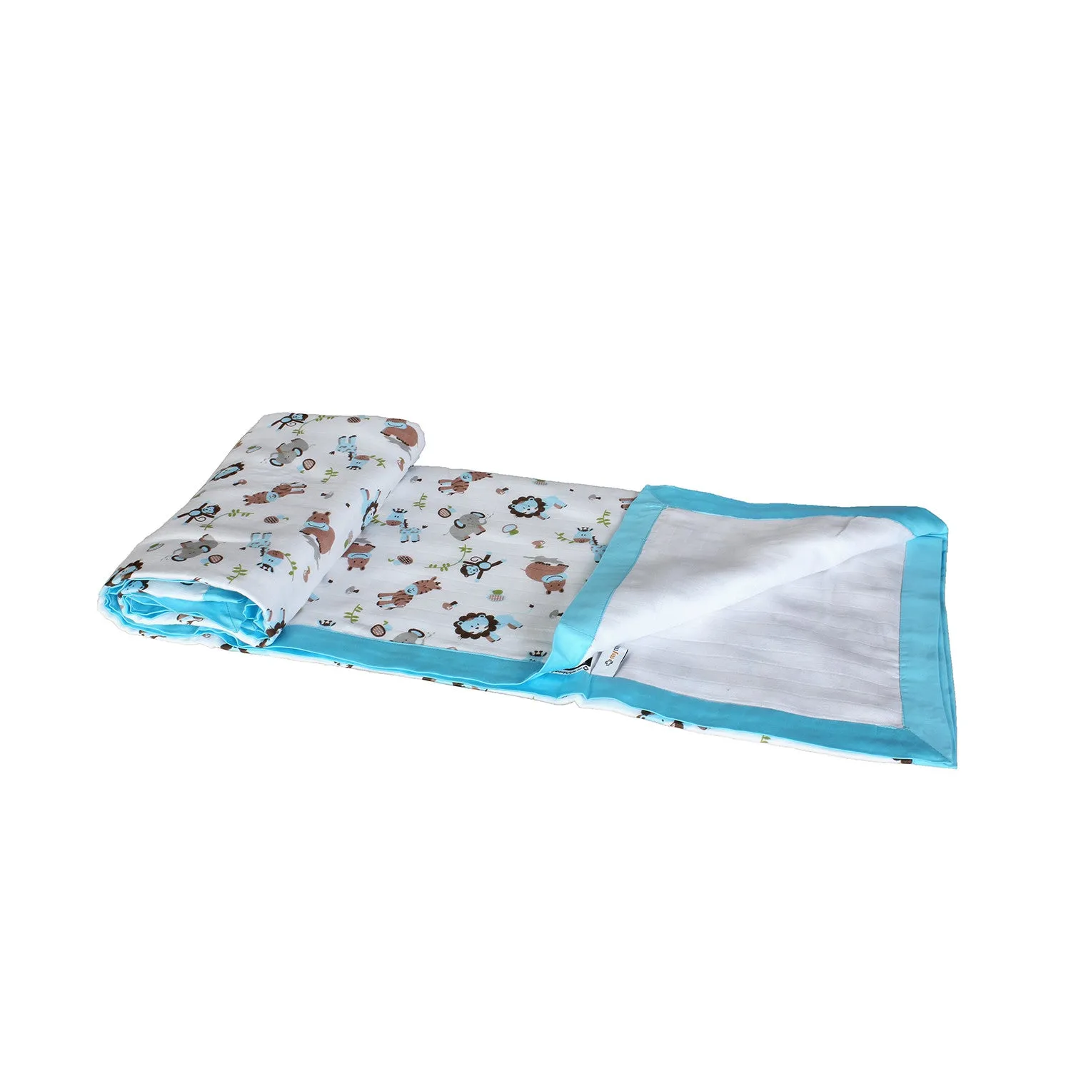 Muslin Blanket - 6 Layered - Zoo Blue