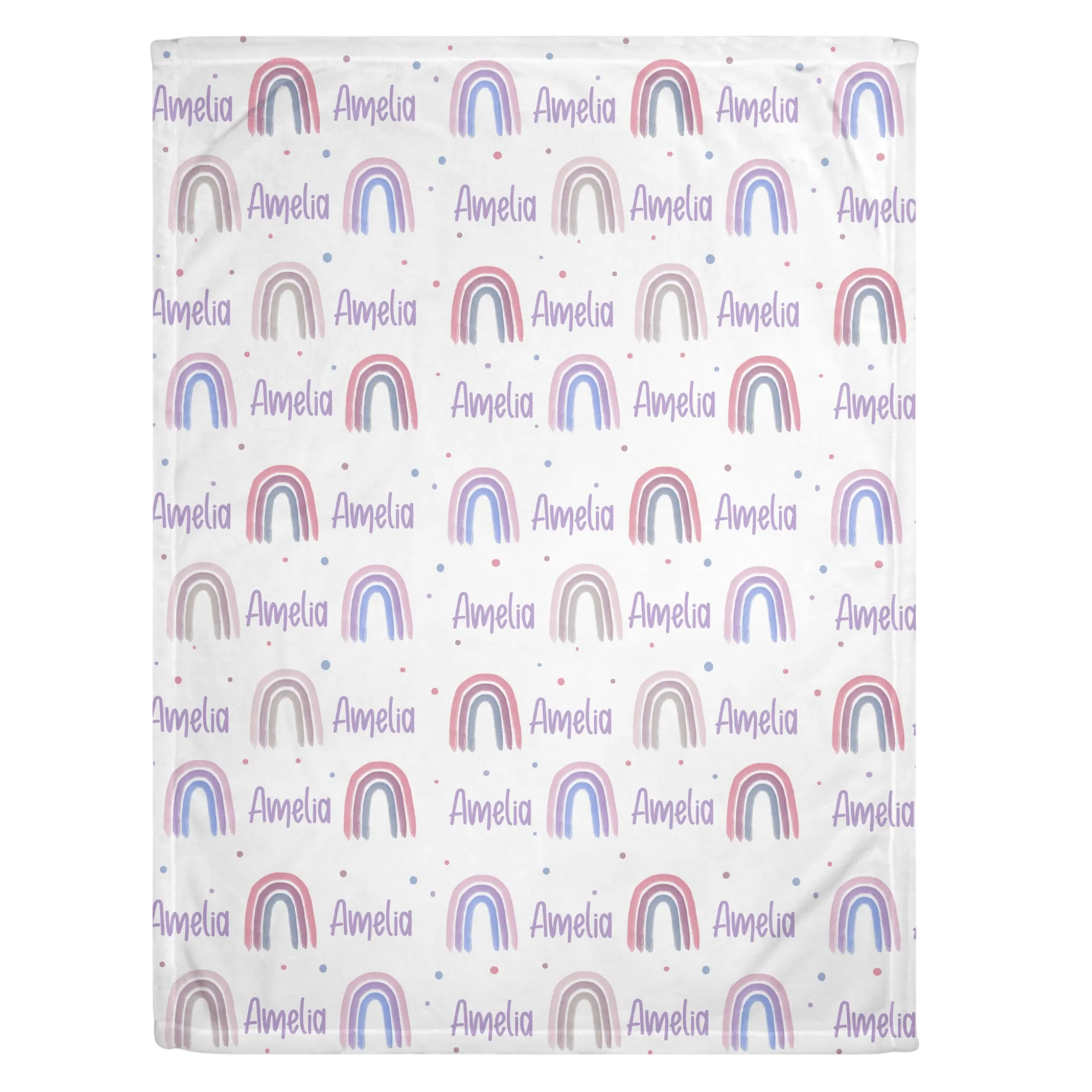 Neutral Rainbow Print (Berry) Personalized Minky Blanket (Sherpa)