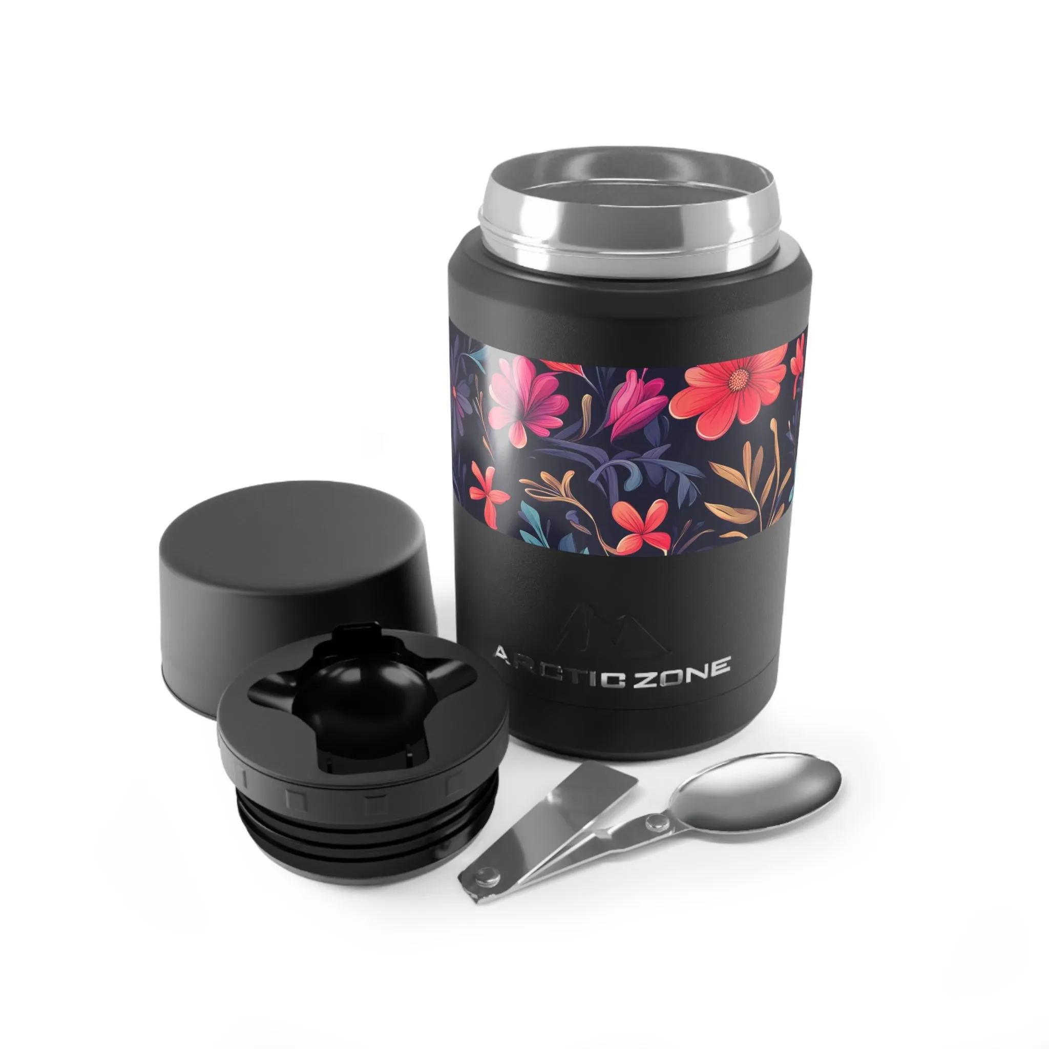 Night Blooming Wildflowers, Reusable Insulated Food Storage Container with Spoon – 16.9oz