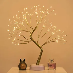 Noahfun Iron Firefly Bonsai Tree Light - 20'' Artificial Tabletop Fairy Light Tree Lamp -Usb/Battery Touch Switch, Deco Of Children'S Room, Bedroom, Living Room, Party Wedding And Christmas, White