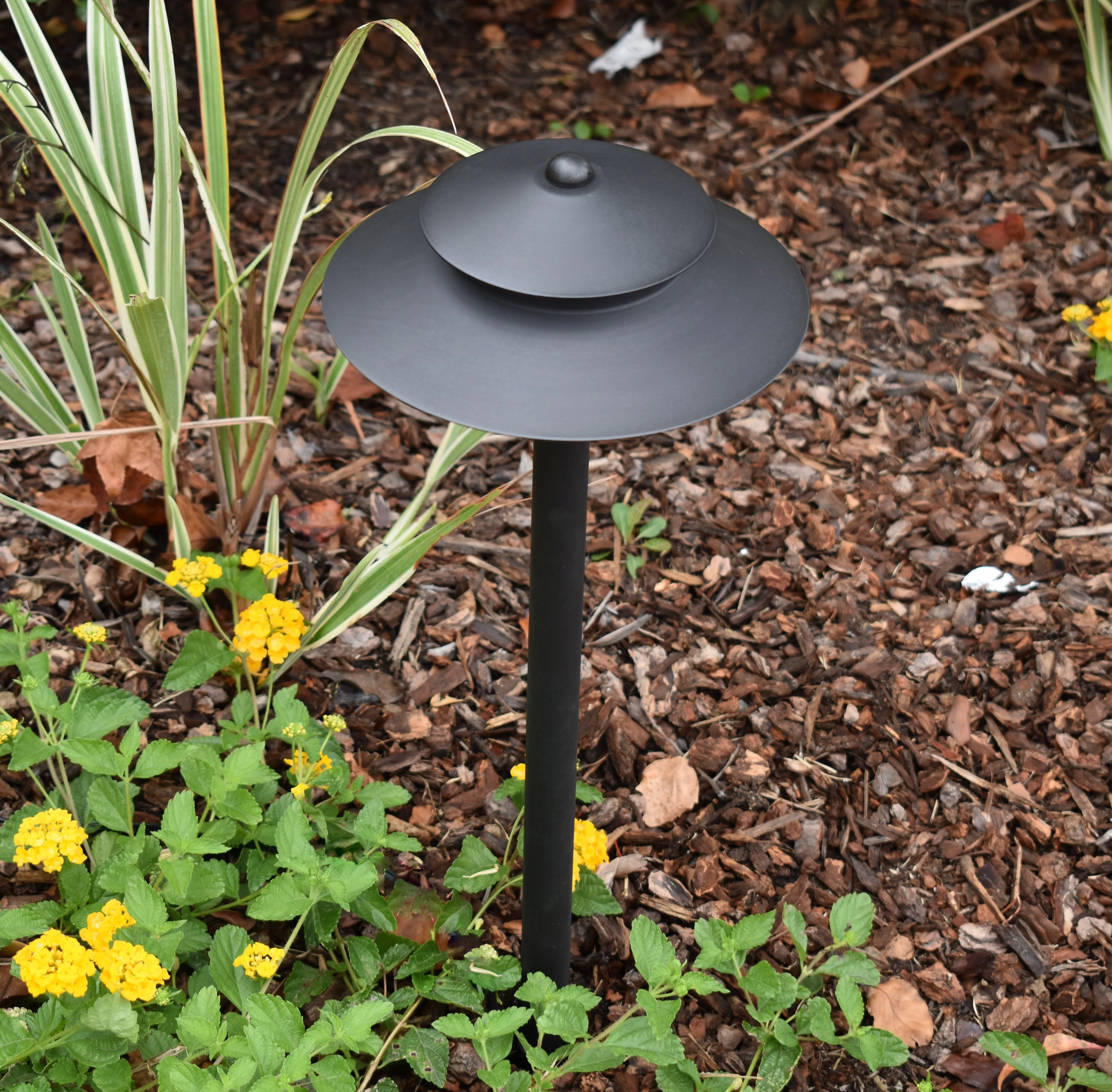 Noir Spectra - Black Solid Brass Two Tiered Pathway Light