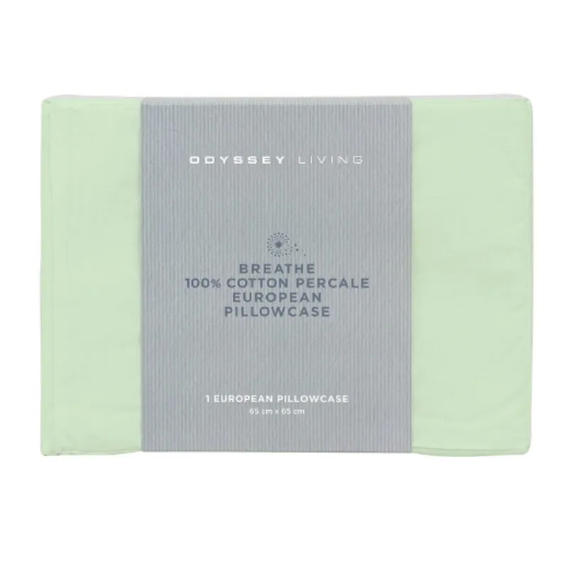 Odyssey Living Breathe Cotton Sage European Pillowcase