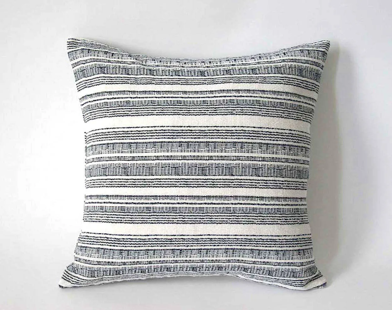 One Woven Hemp Navy or Grey Hmong Bohemian Stripe Zippered Pillow cover