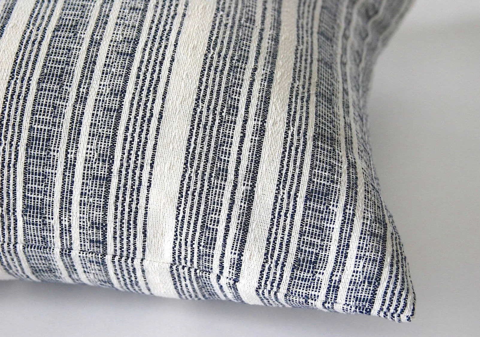 One Woven Hemp Navy or Grey Hmong Bohemian Stripe Zippered Pillow cover