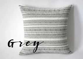 One Woven Hemp Navy or Grey Hmong Bohemian Stripe Zippered Pillow cover