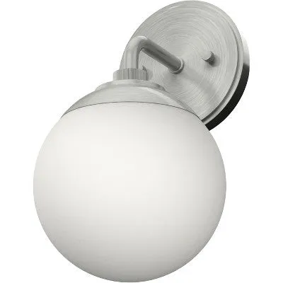 Open Box - 1-Light Hepburn Wall Sconce Brushed Nickel - Hunter Fan: Modern Indoor Lighting, UL Listed, Glass Shade, E26 Socket