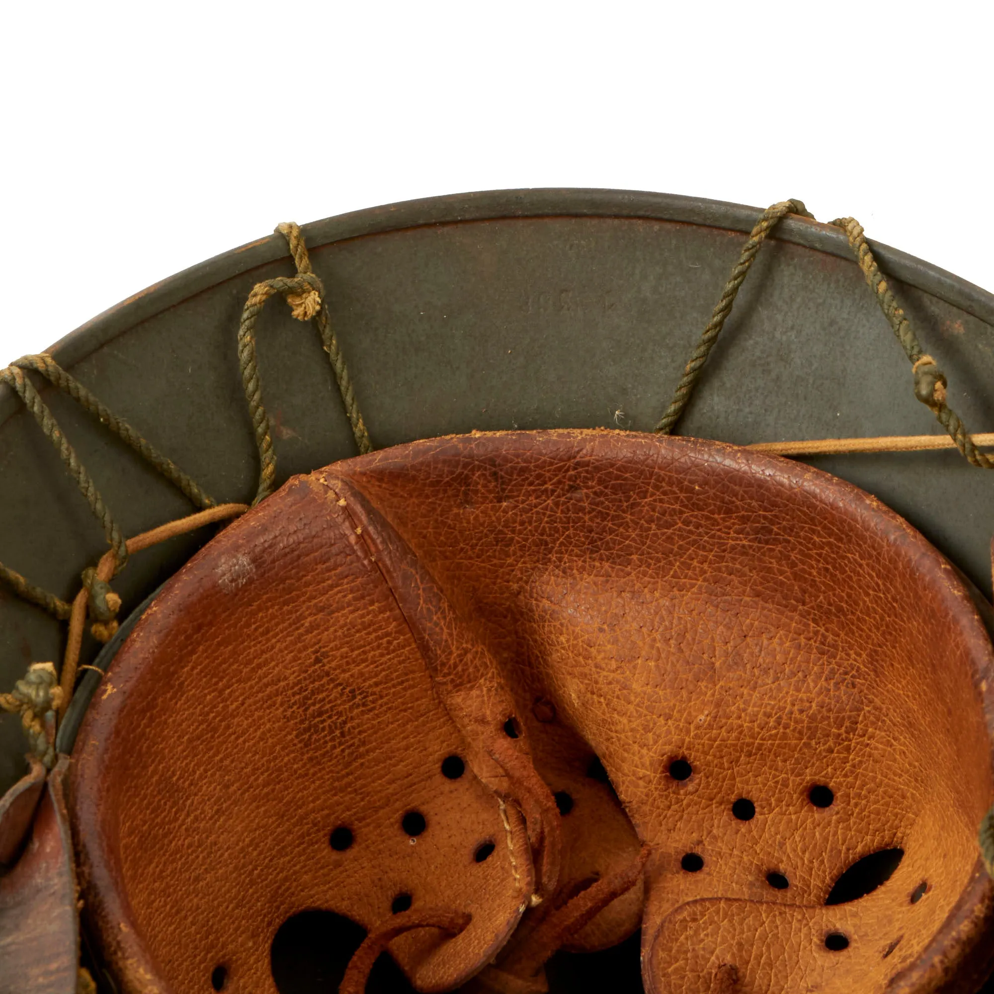 Original German WWII Complete M40 Army Heer Helmet with Period Applied Foliage Net - Stamped EF62