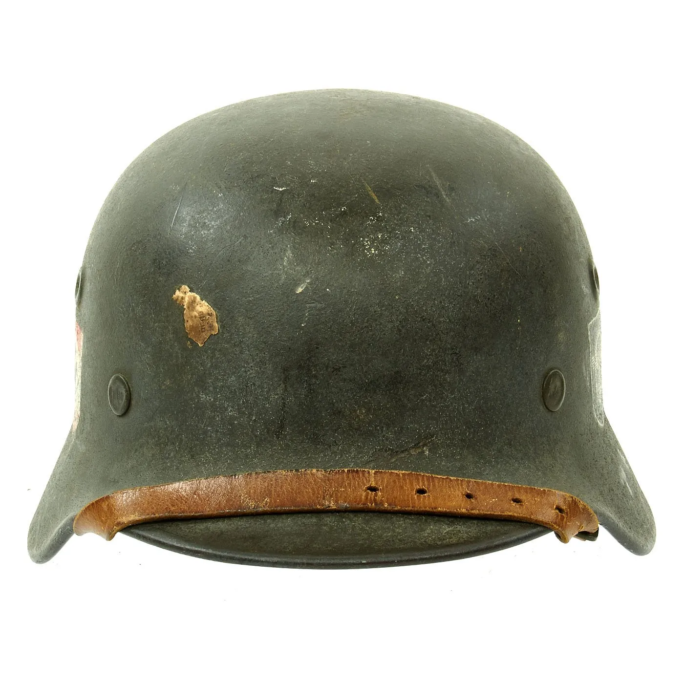 Original German WWII Double Decal NSDAP Civic Police M40 Steel Combat Helmet - marked Q64