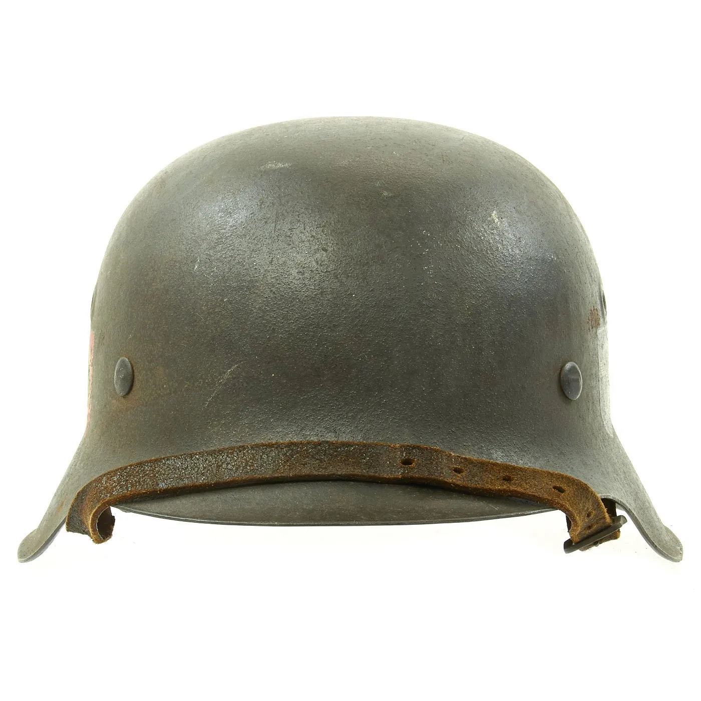 Original German WWII Double Decal NSDAP Civic Police M42 Steel Combat Helmet - marked EF64