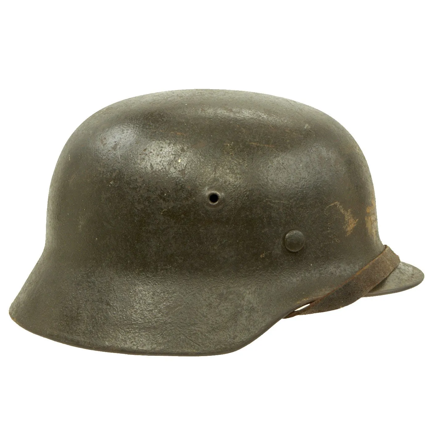 Original German WWII Extra Large M40 Single Decal Army Heer Helmet with 60cm Liner & Chinstrap - hkp68