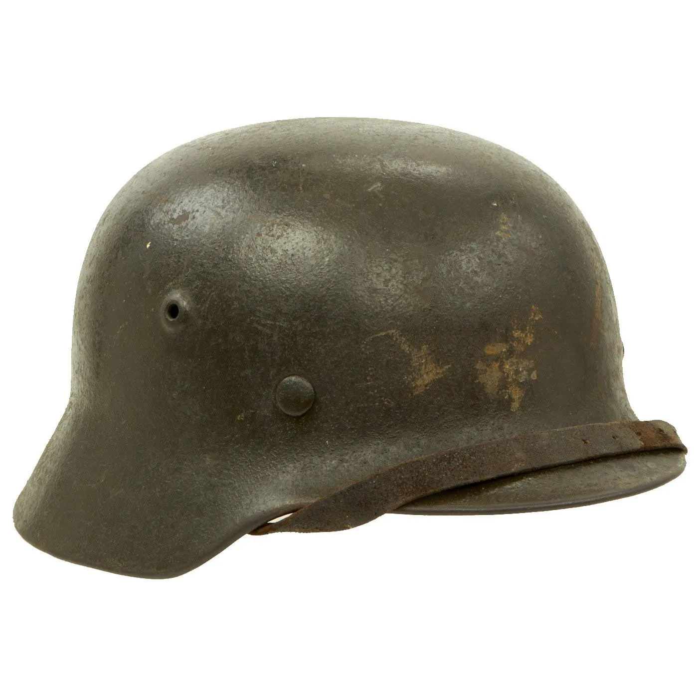 Original German WWII Extra Large M40 Single Decal Army Heer Helmet with 60cm Liner & Chinstrap - hkp68