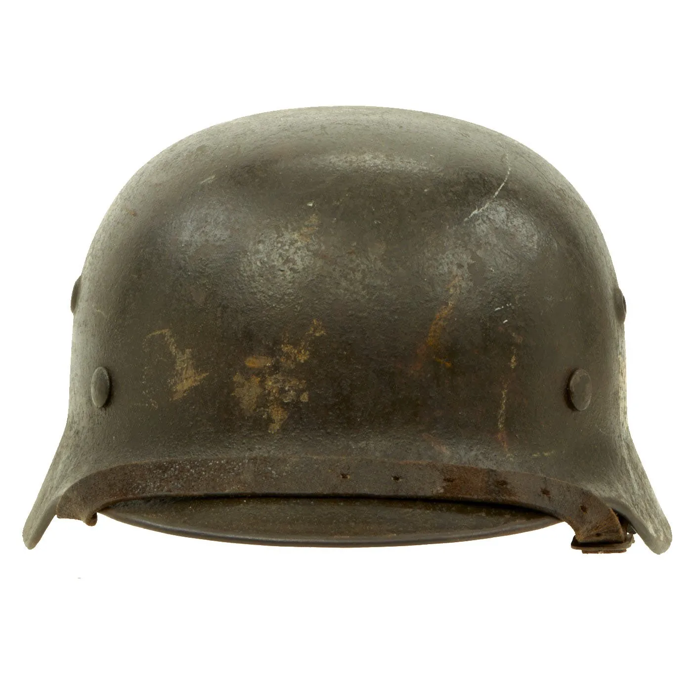 Original German WWII Extra Large M40 Single Decal Army Heer Helmet with 60cm Liner & Chinstrap - hkp68