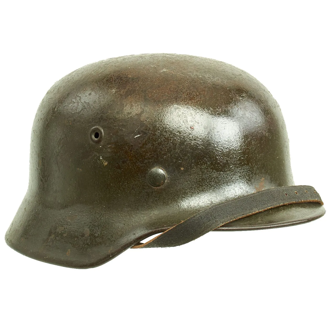 Original German WWII M40 Service Worn Single Decal Luftwaffe Helmet with 60cm Liner & Chinstrap - Q68