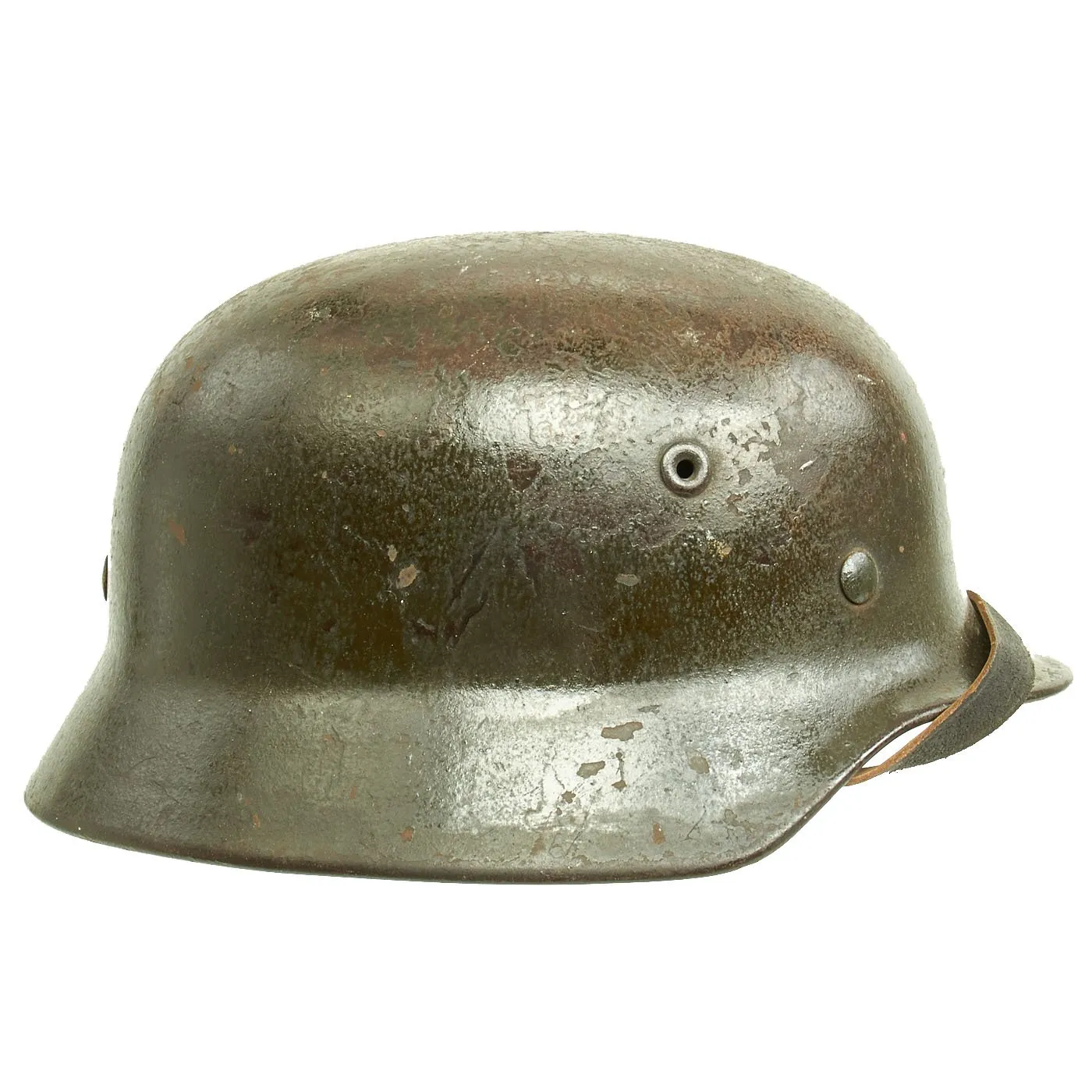 Original German WWII M40 Service Worn Single Decal Luftwaffe Helmet with 60cm Liner & Chinstrap - Q68