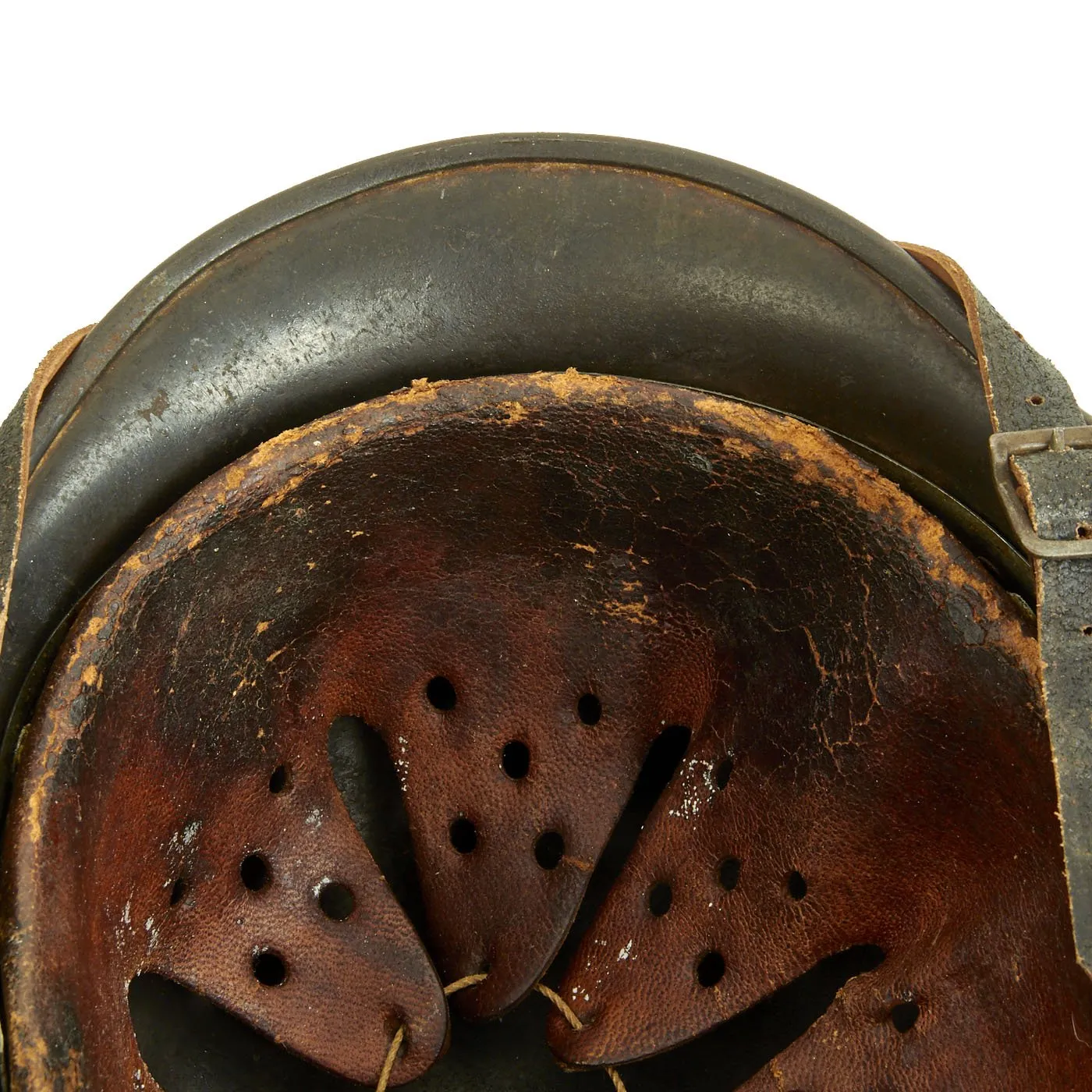 Original German WWII M40 Service Worn Single Decal Luftwaffe Helmet with 60cm Liner & Chinstrap - Q68