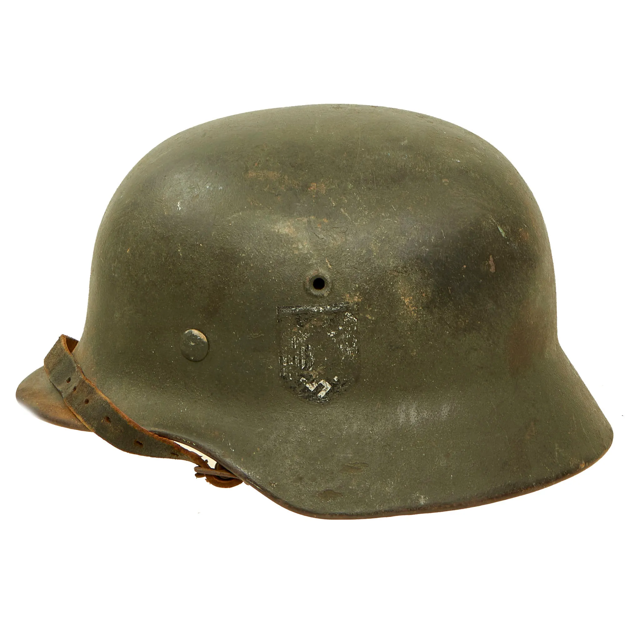 Original German WWII M40 Single Decal Army Heer Helmet with 54cm Liner & Chinstrap - EF62