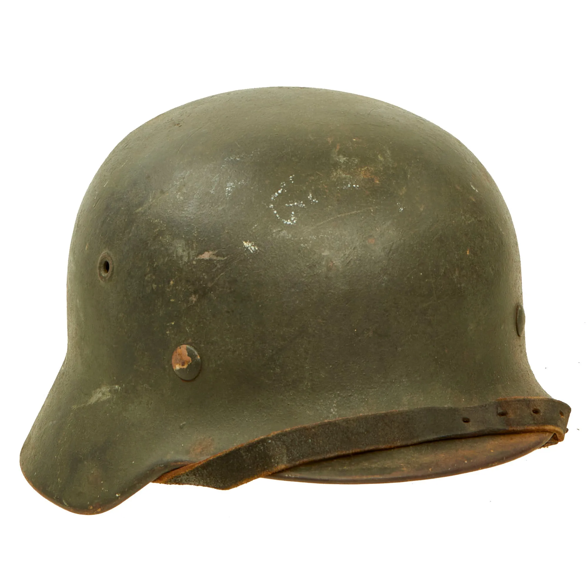 Original German WWII M40 Single Decal Army Heer Helmet with 54cm Liner & Chinstrap - EF62