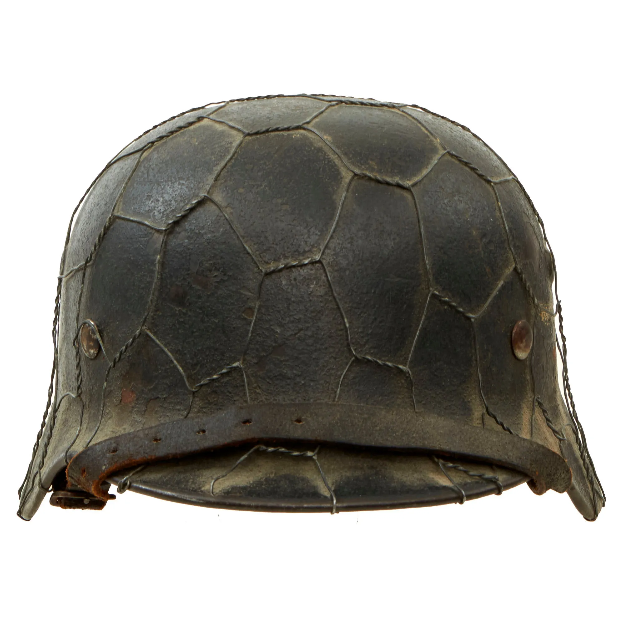 Original German WWII M40 Single Decal Luftwaffe Chicken Wire Helmet with 56cm Liner & Chinstrap - stamped hkp64